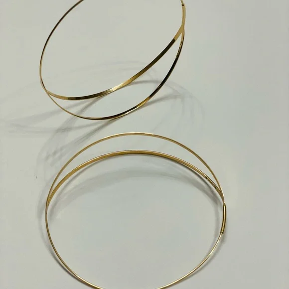 Lana Jewelry 14K yellow Gold Flirt Split hoops 3" long - Picture 10 of 16